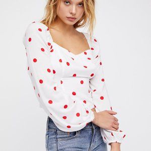 Free People Be My Lover Top in Red & White